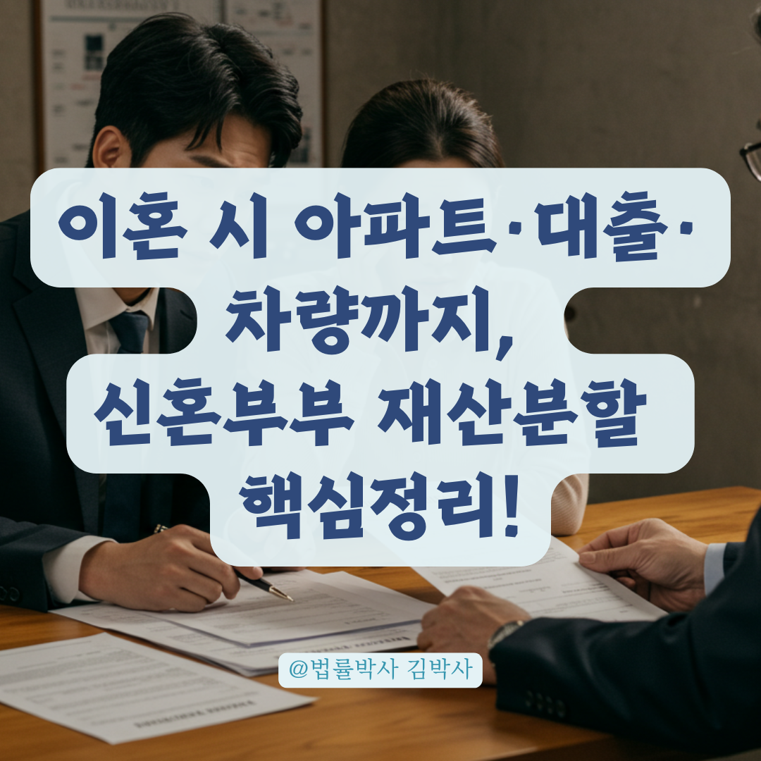 신혼부부 이혼 시 아파트 대출·차량까지 재산분할 기준 총정리.