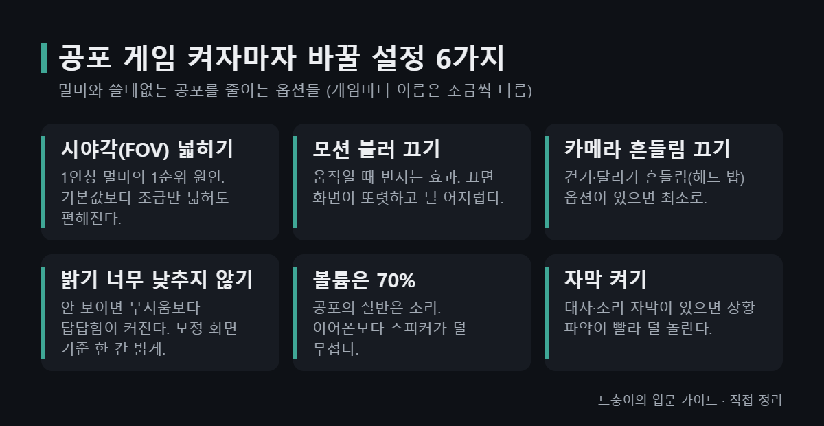 공포 게임 시작 전 바꿀 설정 6가지