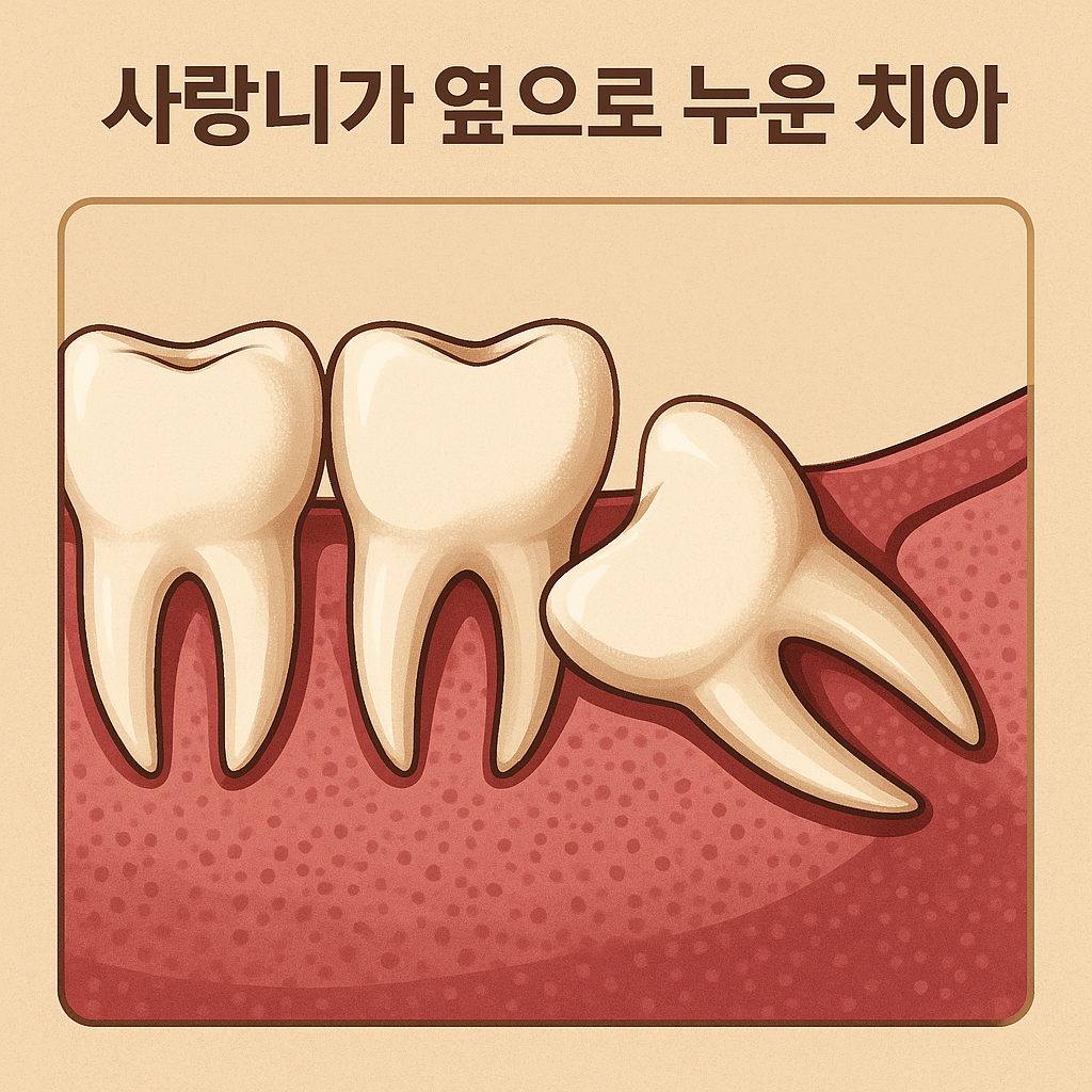 사랑니가 옆으로 자랄 때 생기는 치아 손상