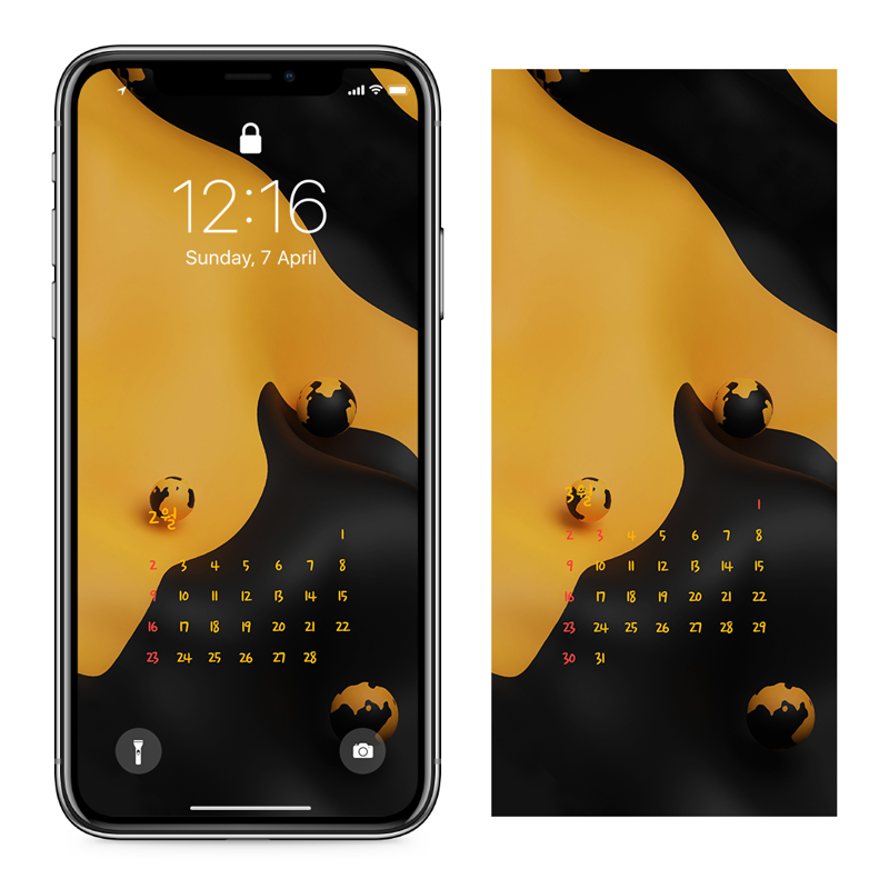 08 노란색과 검정색 AB - 2025년2월 아이폰달력배경화면