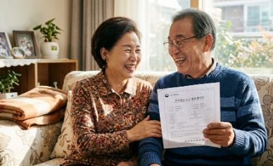 기초연금 받고 행복해하는 부모님 사진