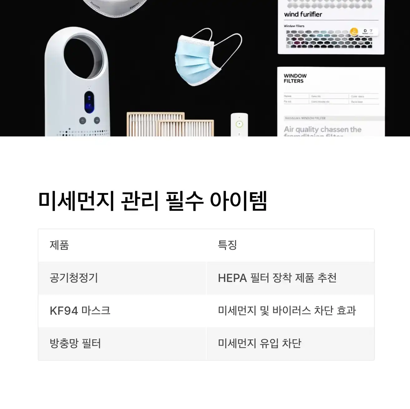 미세먼지 관리에 좋은 필수 아이템 추천