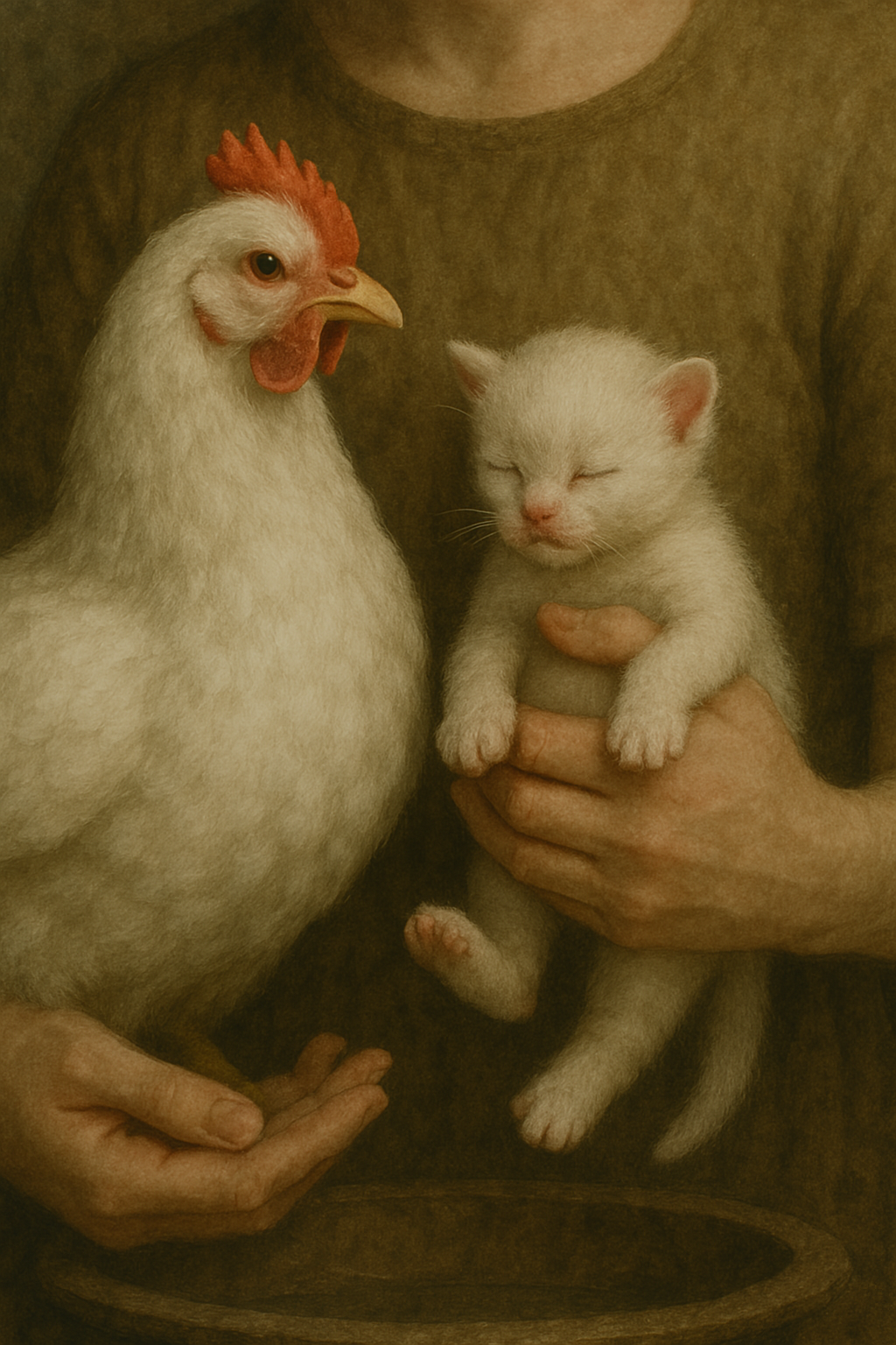 순한 닭과 눈 없는 아기 고양이 꿈