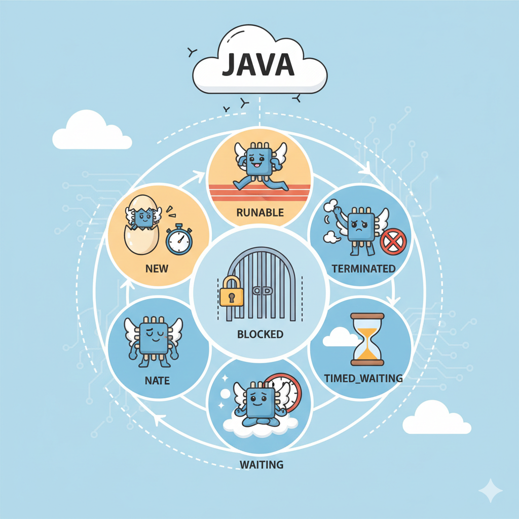 쓰레드의 상태(NEW, RUNNABLE, BLOCKED 등)