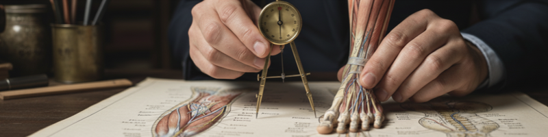 스본스도 원리를 설명하는 발과 나침판이 있는 이미지