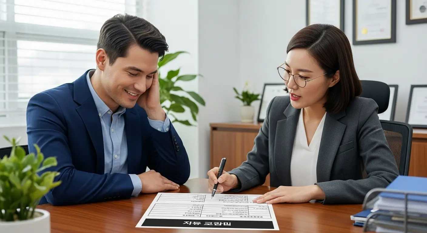 법무사 또는 세무사와 상담하며 정확한 세금 견적서를 확인하고 안도하는 매수자의 모습