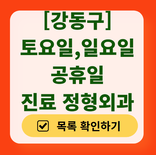 강동구 일요일 문 여는 정형외과 리스트 찾기 ❘ 토요일, 주말, 공휴일 진료 영업 병원 목록