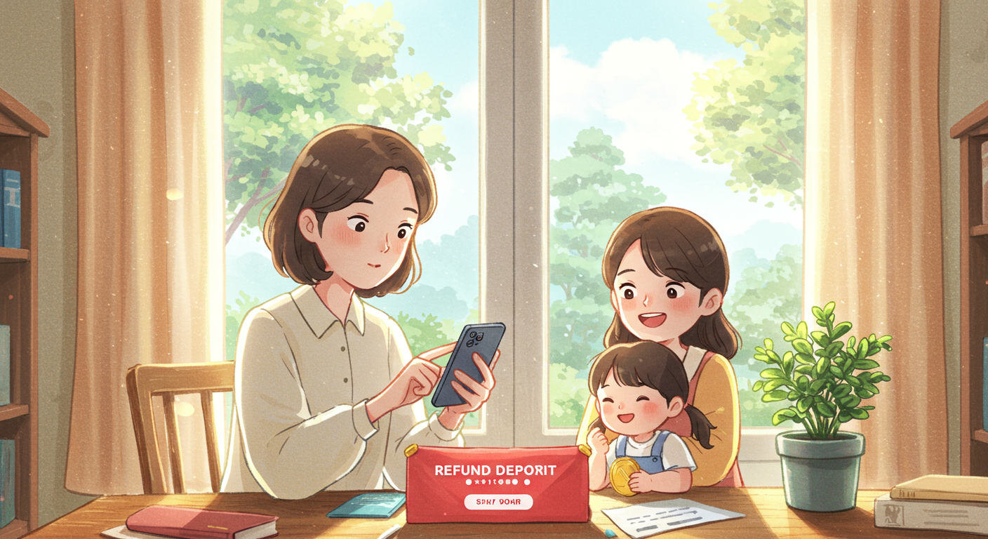 환급금을 받고 기뻐하는 가족