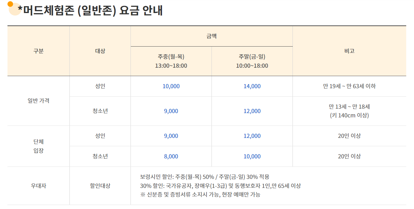 보령머드축제 체험존입장권 예매