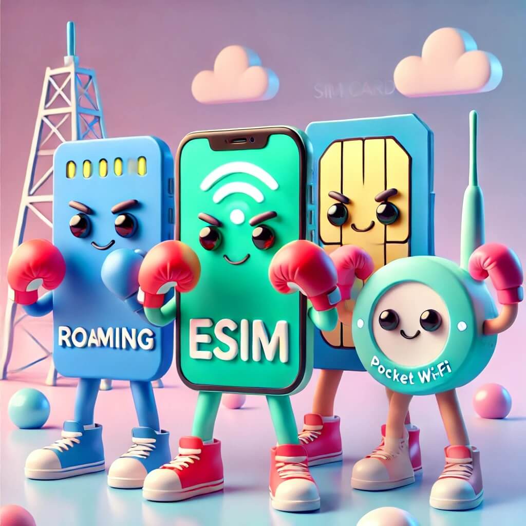 일본여행에서 로밍, 이심, 유심, 포켓 와이파이 총 정리 비교