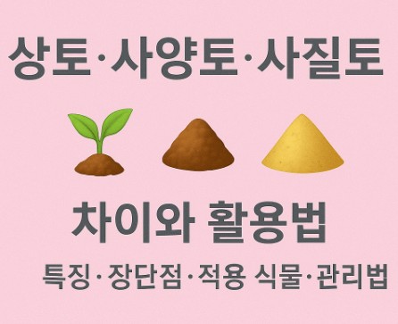 상토·사양토·사질토 차이 비교: 특징·장단점·적용 식물·관리법 사진