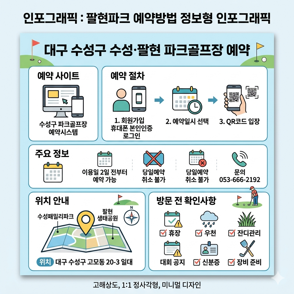 대구 수성팔현파크골프장 예약&middot;위치&middot;이용시간 인포그래픽