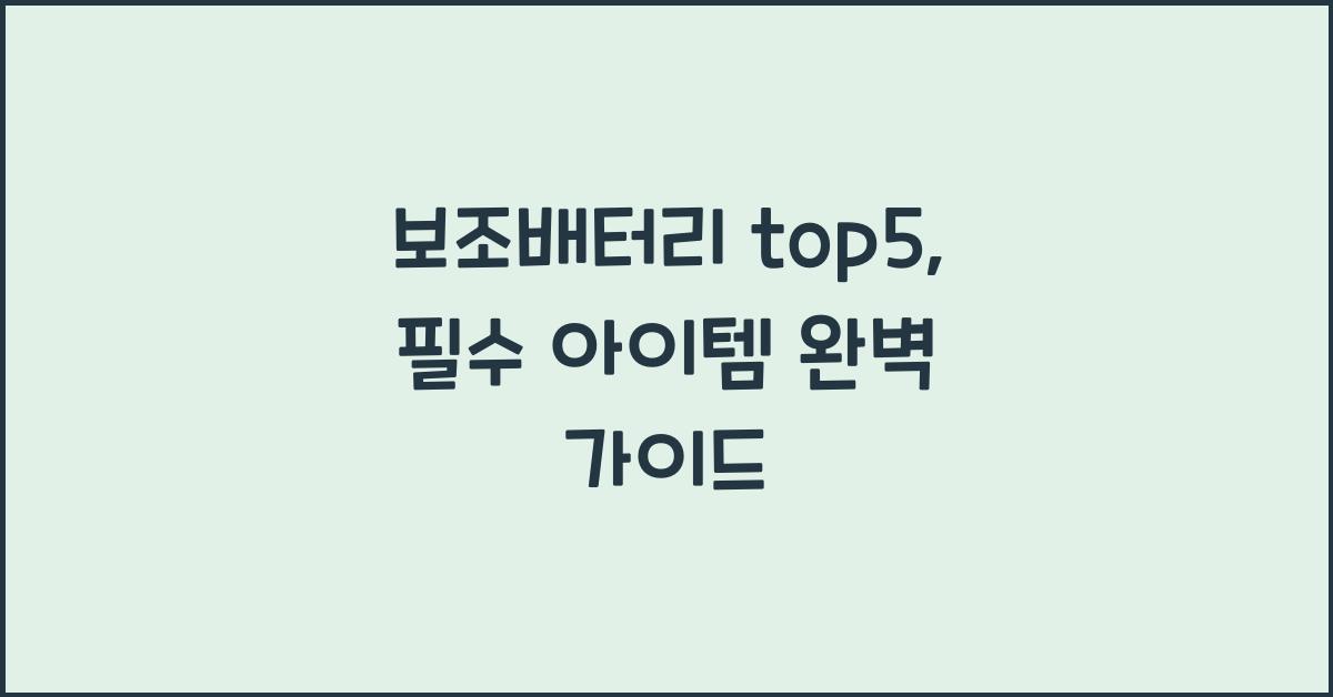 보조배터리 top5