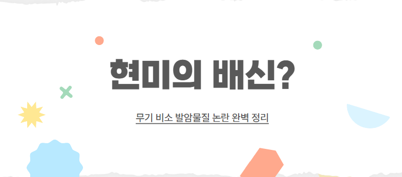 현미의 배신? 무기 비소 발암물질 논란 완벽 정리!