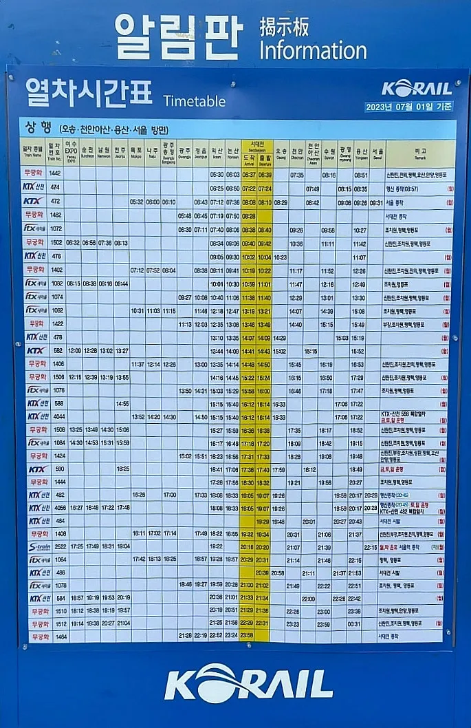 서대전역 기차시간표 KTX 예매 요금_7