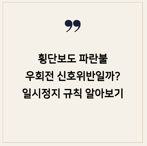 횡단보도 파란불 우회전 신호위반일까? 일시정지 규칙 알아보기