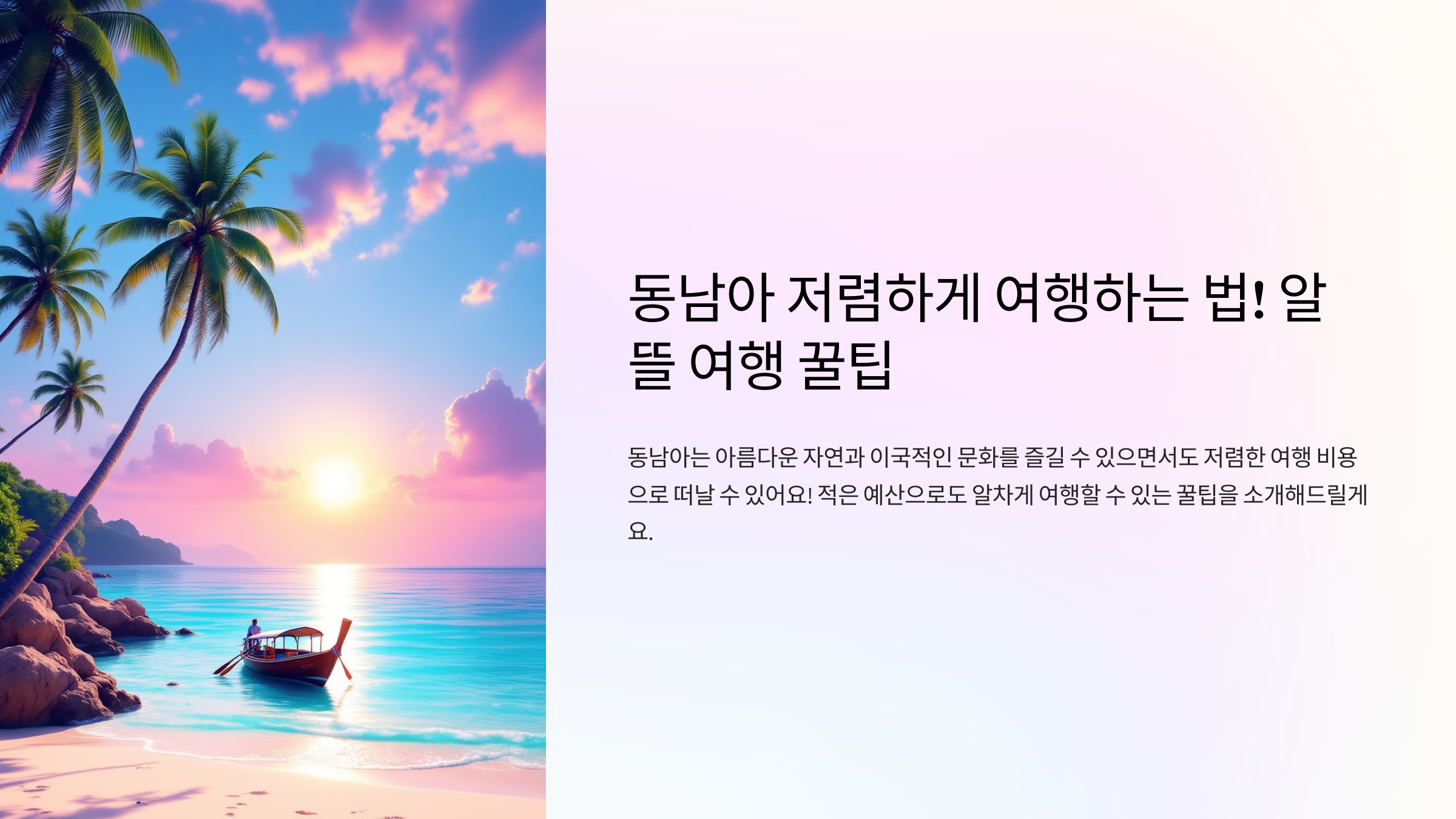 동남아 저렴하게 여행하는 법! 알뜰 여행 꿀팁