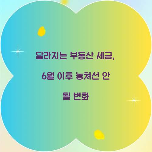 달라지는 부동산 세금: 6월 이후 알아야 할 변화
