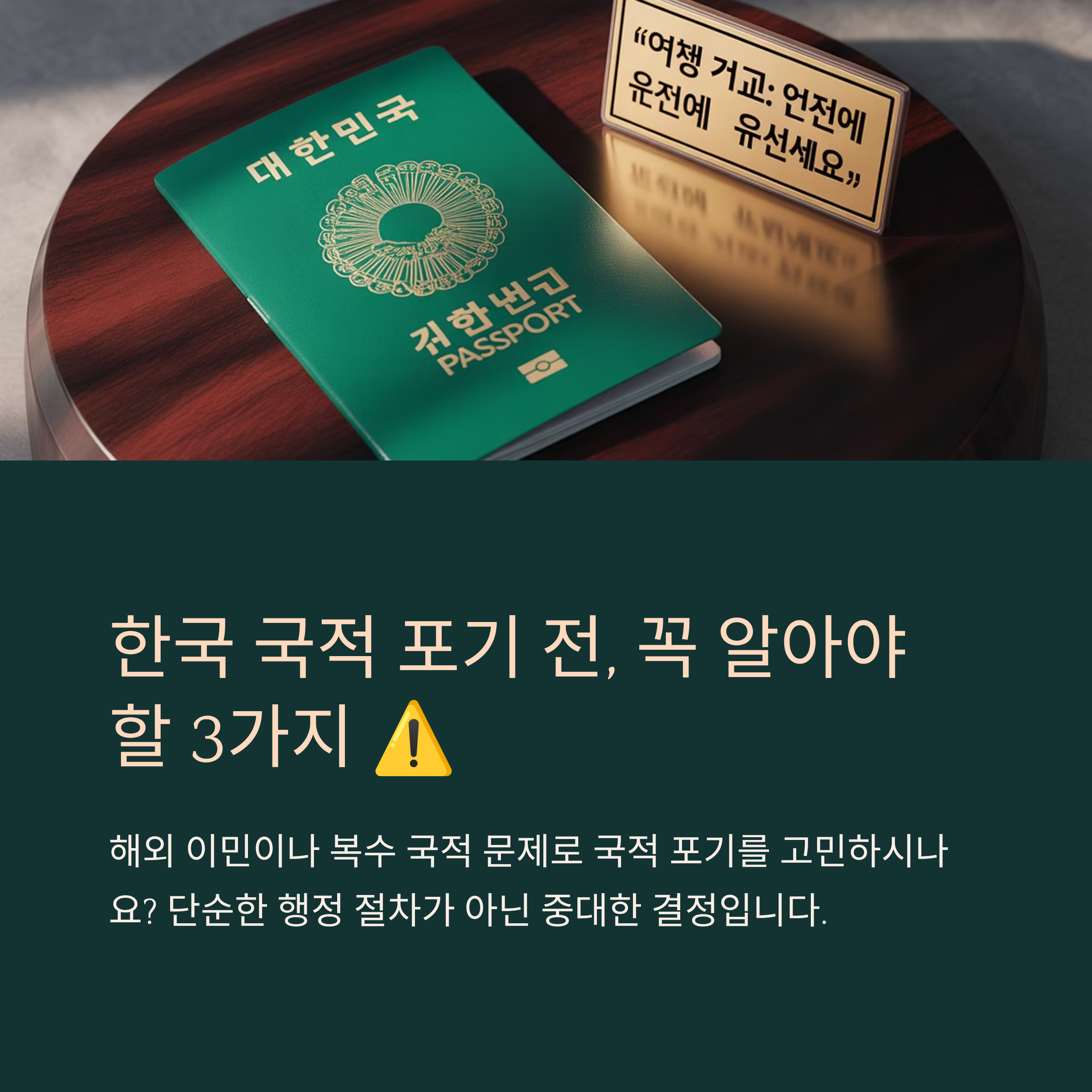 한국 국적 포기 전, 절대 알아야 할 3가지