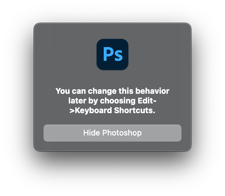 포토샵 단축키 경고 팝업