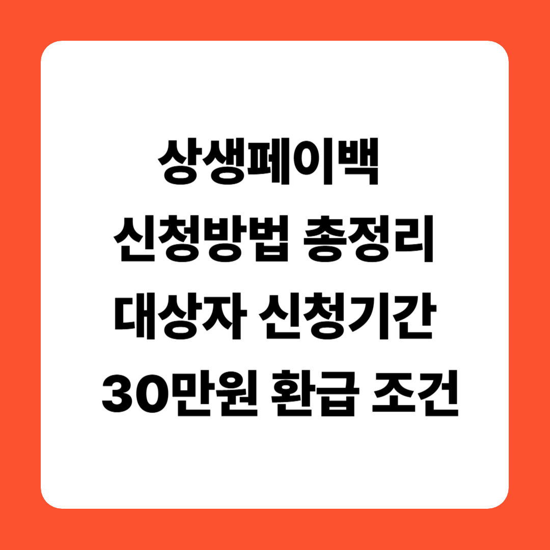상생페이백 신청방법 총정리｜대상자, 신청기간, 30만원 환급 조건