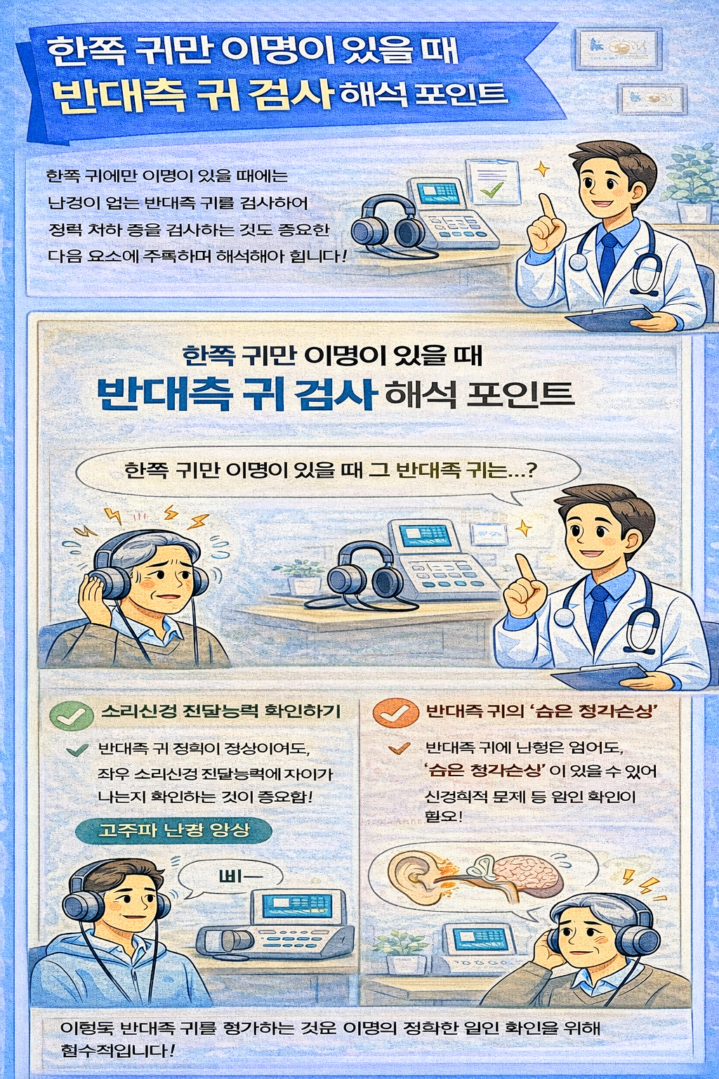 한쪽 귀만 이명이 있을 때 반대측 귀 검사 해석 포인트