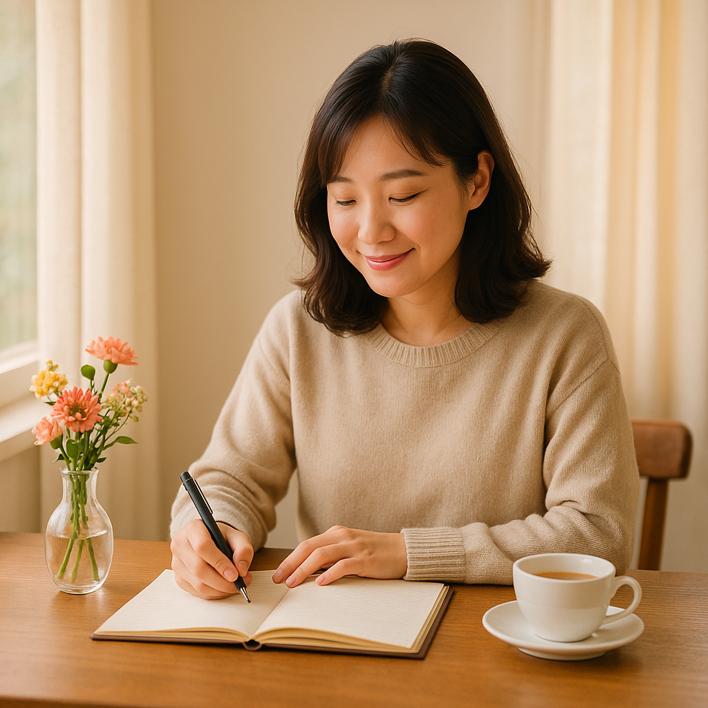 블로그를 작성하는 모습