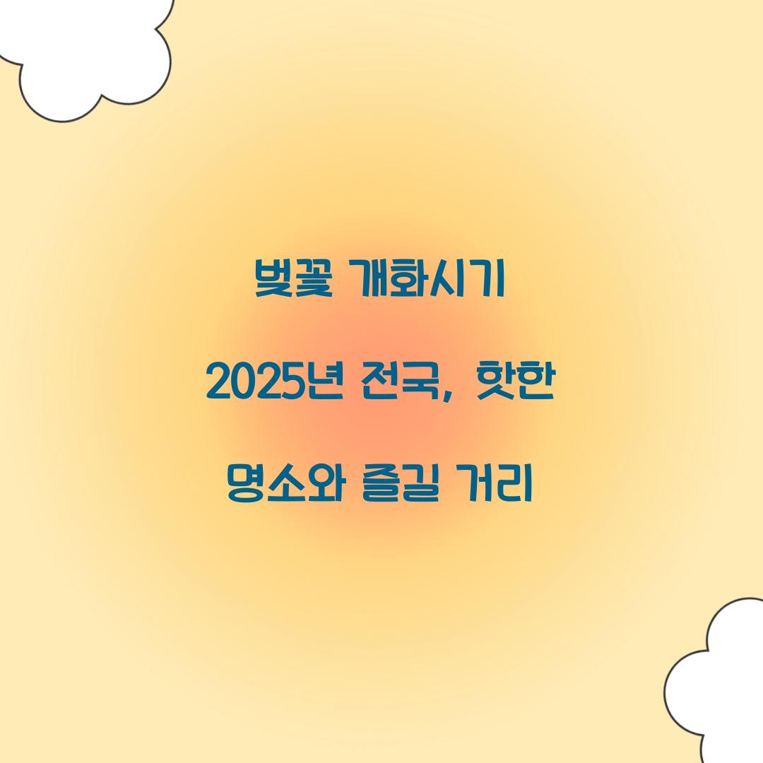 벚꽃 개화시기 2025년 전국