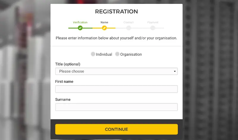 Hetzner 기본 정보 입력 화면