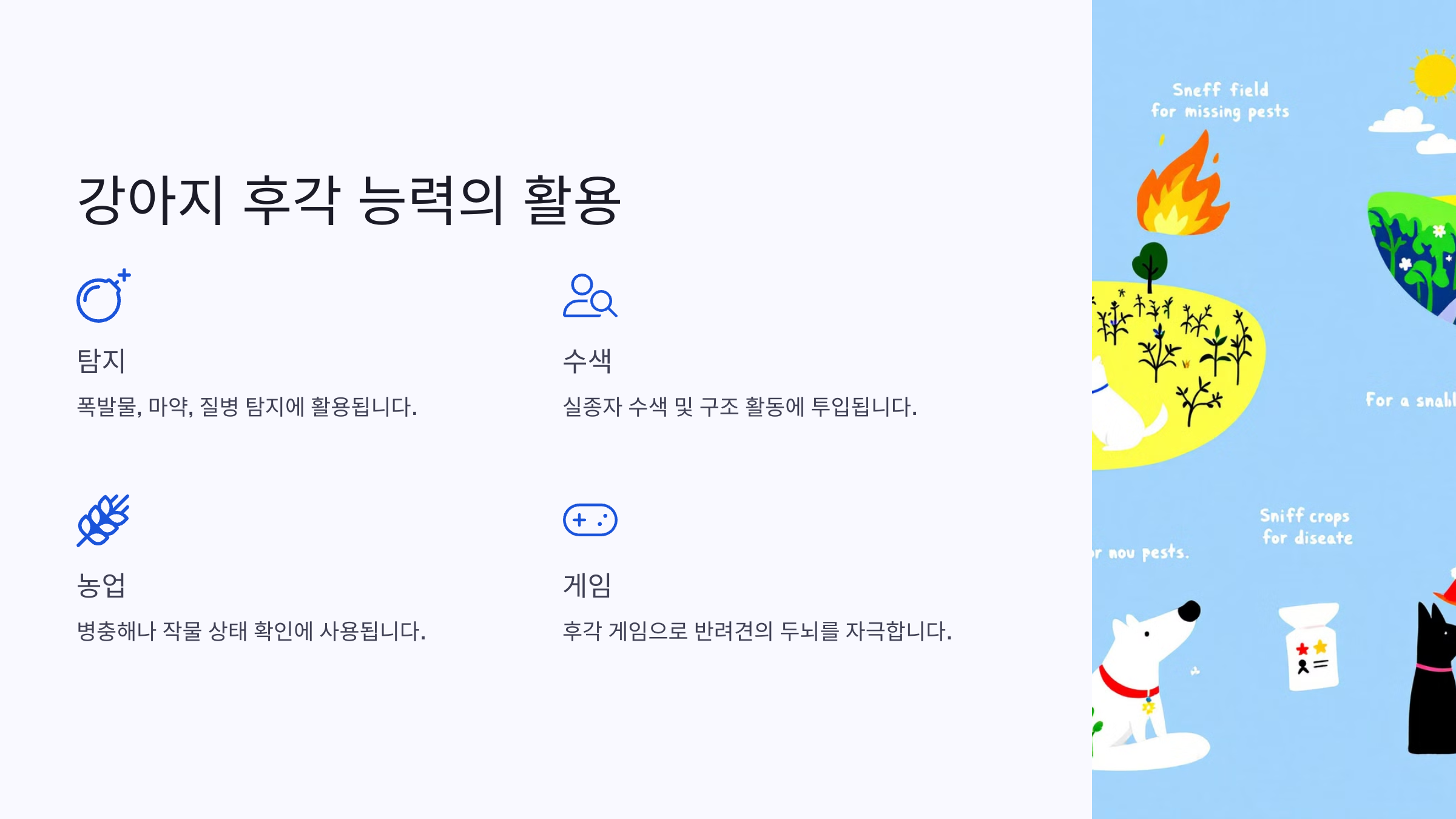 강아지 후각 능력의 활용