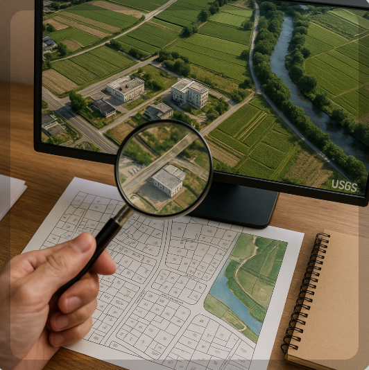 지적도 좌표와 위성 정사 영상 관련 사진