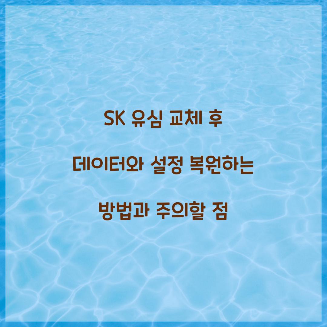 SK 유심 교체 후 데이터와 설정 복원하는 방법