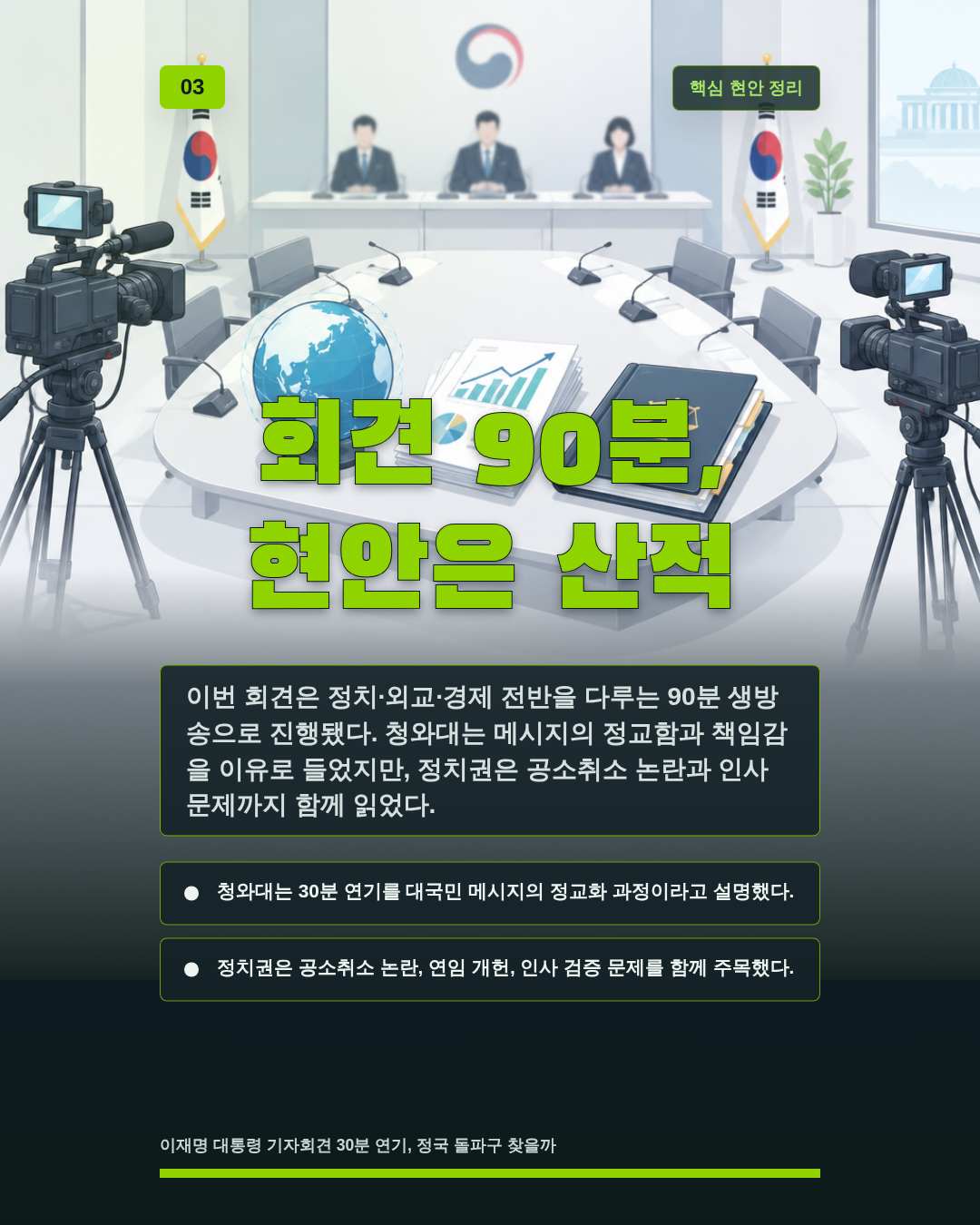 회견 90분, 현안은 산적
