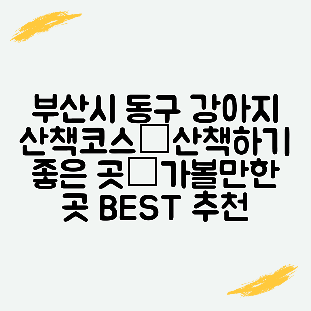 부산시 동구 강아지 산책코스│산책하기 좋은 곳│가볼만한 곳 BEST 추천