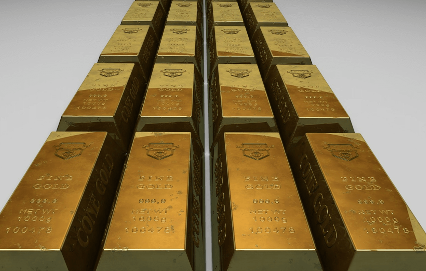 나열된 골드 바