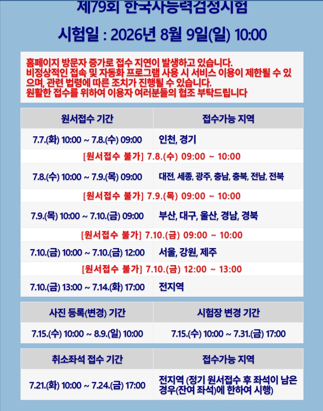 한국사능력검정시험 일정 및 접수 방법