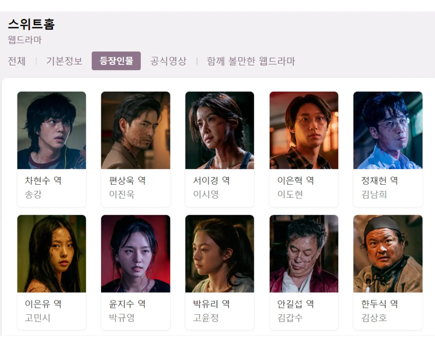 스위트홈 시즌3 등장인물