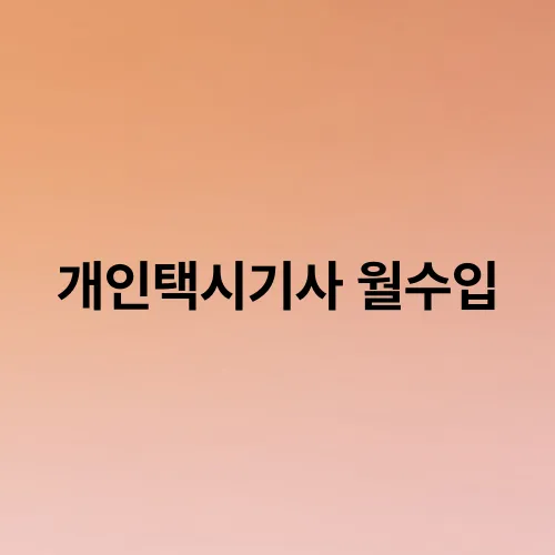 개인택시기사 월수입