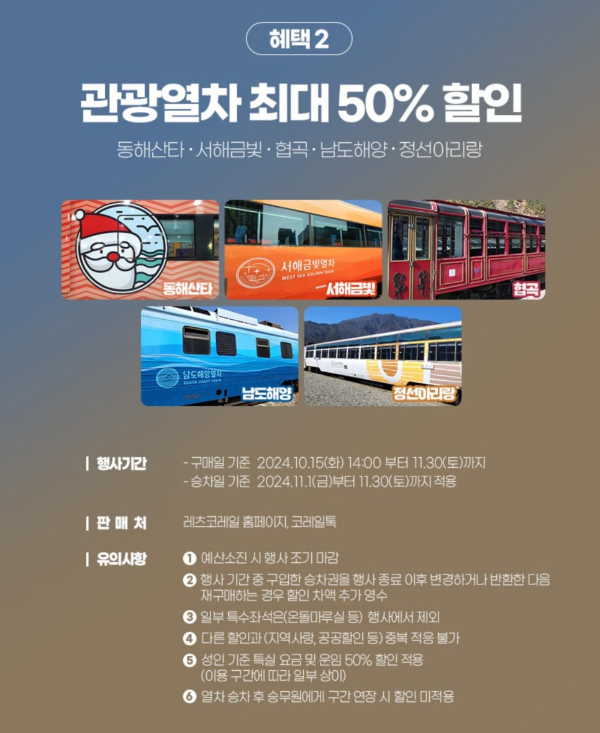 서해금빛열차 50% 할 예약 방법, 온돌 마루 기차여행