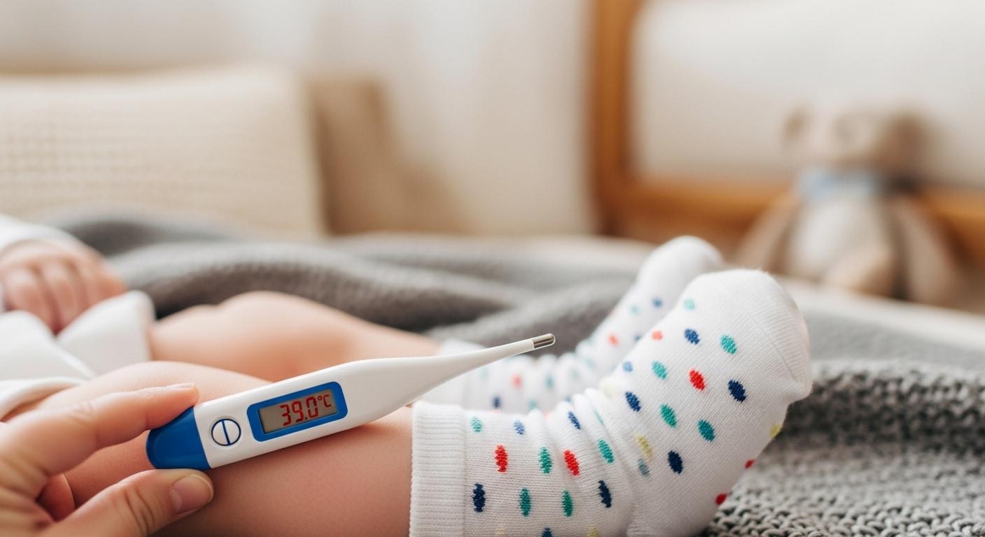 아기 열 39도 양말