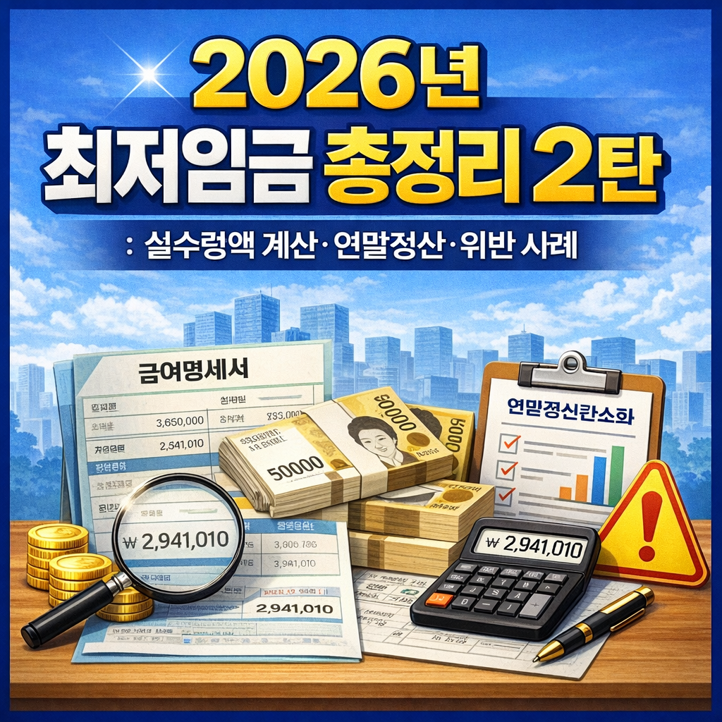 2026년 최저임금 총정리 2탄 : 실수령액 계산&middot;연말정산&middot;위반 사례