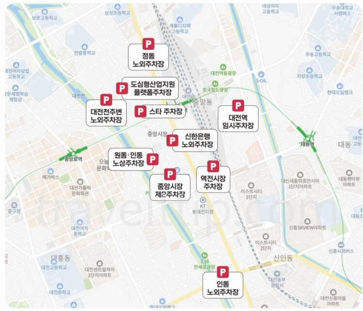 대전 0시 축제 주차장 위치, 교통 통제 구간, 편의시설 위치