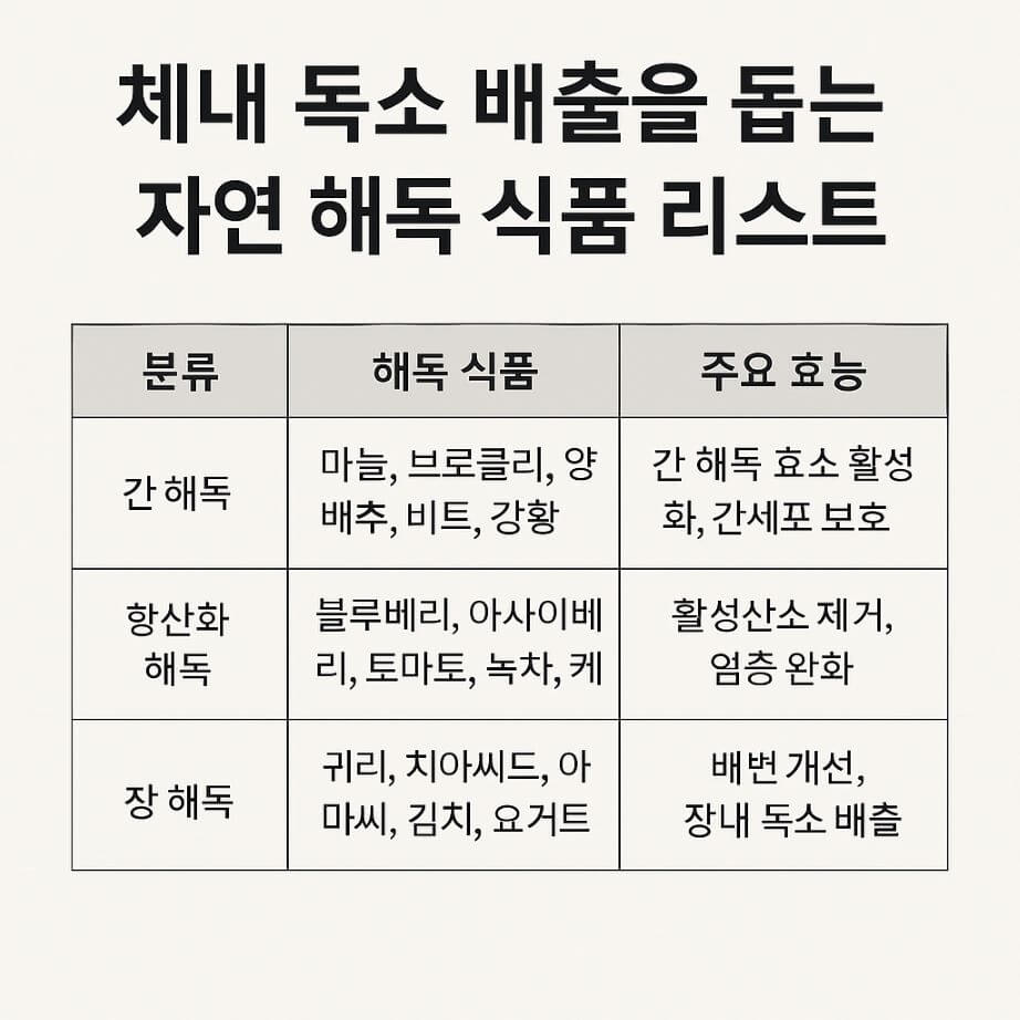 체내 독소 배출을 돕는 자연 해독 식품 리스트