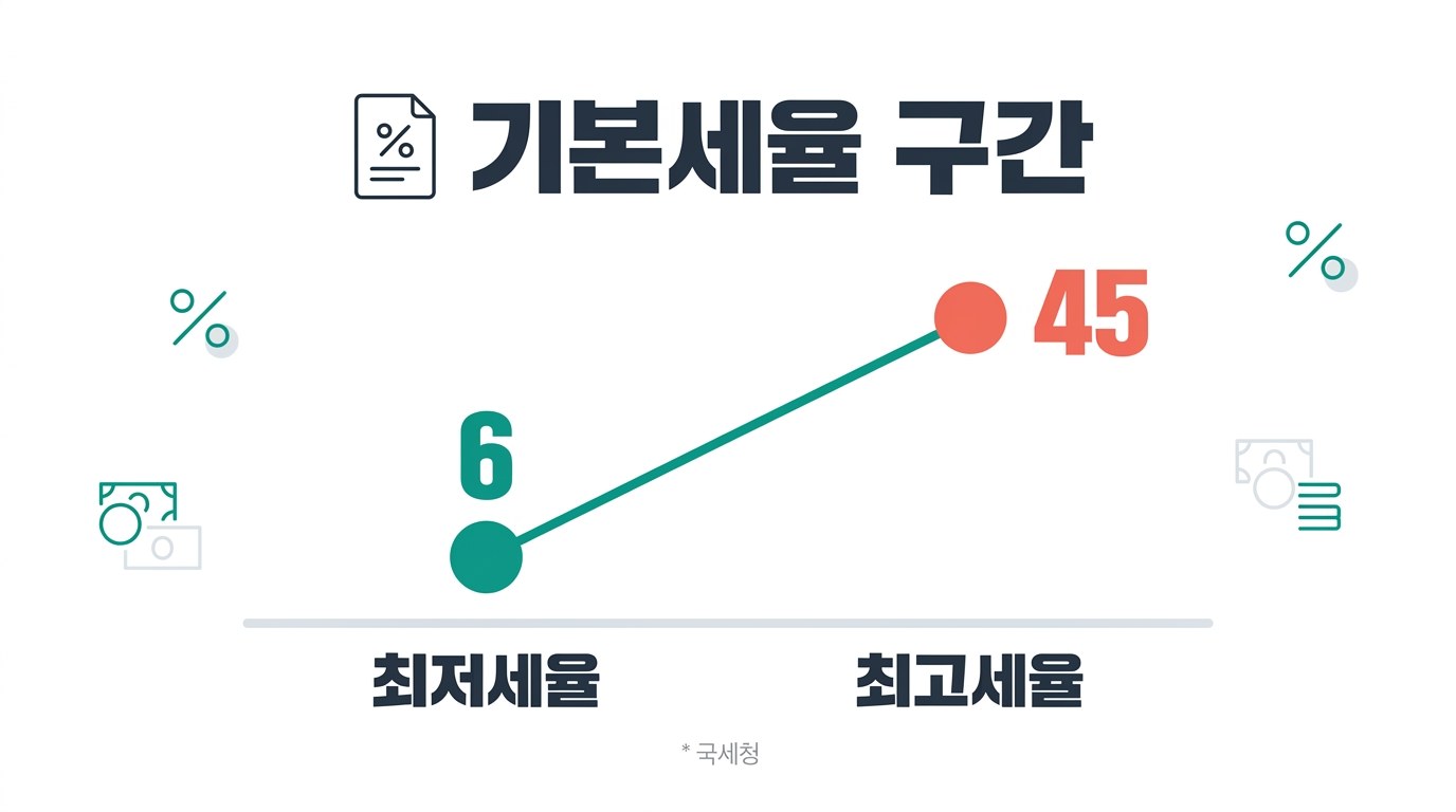 농지 양도소득세 계산기 기본세율 구간
