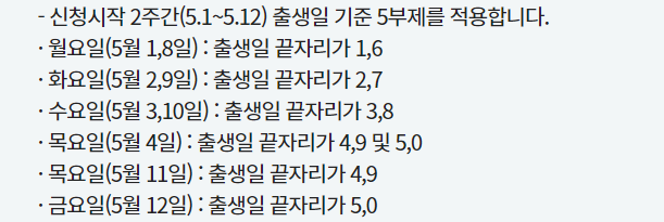 출생일-5부제-날짜