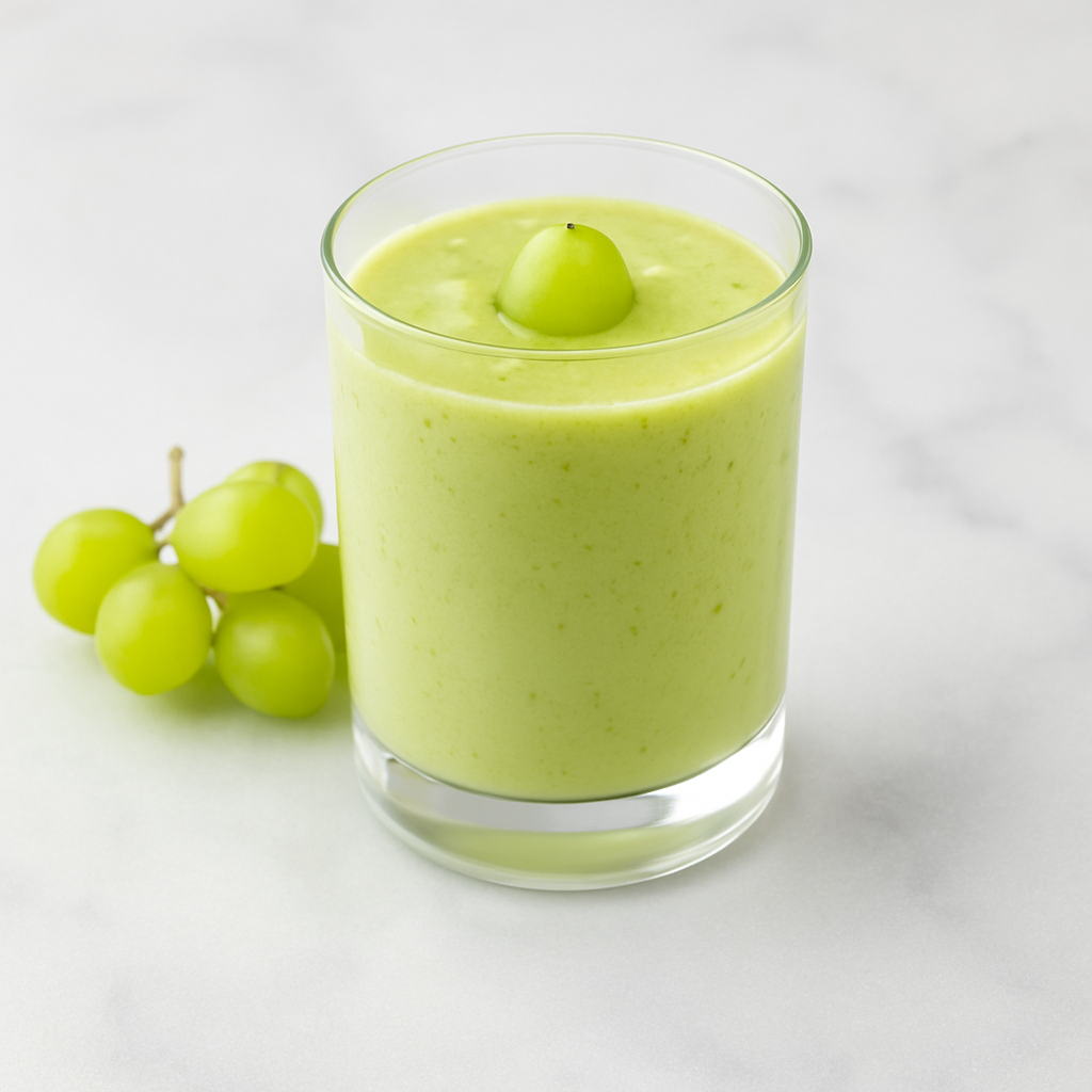 청포도 스무디가 담긴 유리컵