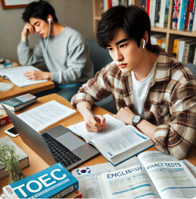 토익 공부하는 청년
