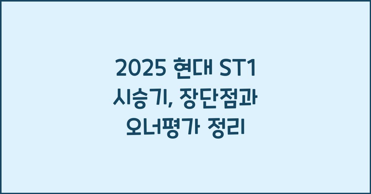 2025 현대 ST1 시승기 제원 연비 장단점 유지비 오너평가