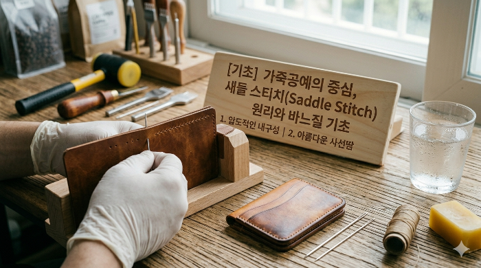 3편: [기초] 가죽공예의 중심, 새들 스티치(Saddle Stitch)의 원리와 바느질 기초