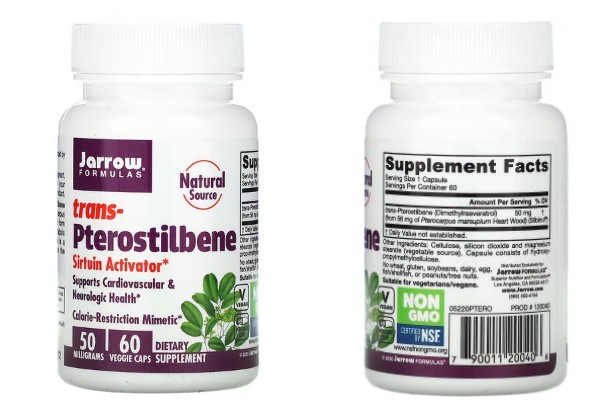 Jarrow Formulas, 트랜스-프테로스틸벤, 50mg, 베지 캡슐 60정